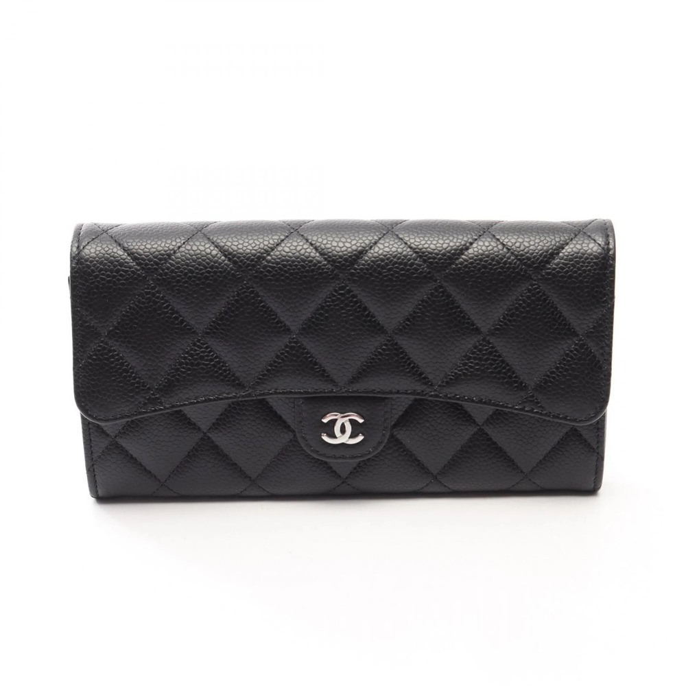 CHANEL Authentic Black Caviar Leather Wallet